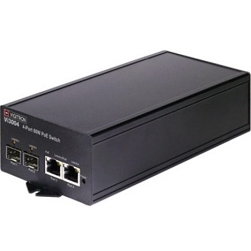 Vigitron 4-Port Fiber to Ethernet Layer 2 Network PoE Media Converter