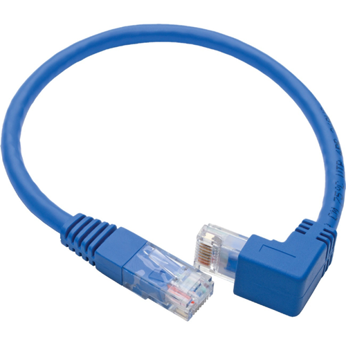 Tripp Lite Down-Angle Cat6 UTP Patch Cable (RJ45) - 1 ft., M/M, Gigabit, Molded, Blue