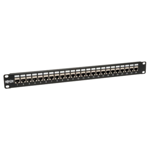 Tripp Lite 24-Port Shielded Cat6 Patch Panel Feed Through Rackmount RJ45 1URM TAA