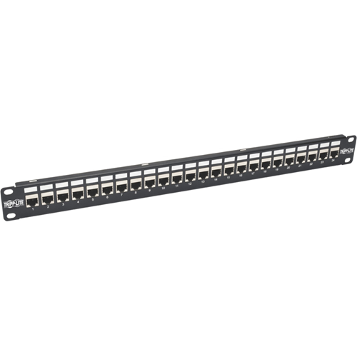 Tripp Lite 24-Port Cat6a Patch Panel Shielded Feedthrough Rackmount RJ45 1U