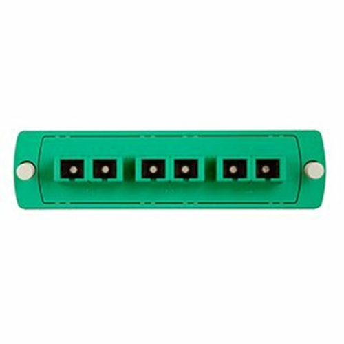 Leviton Plates (green), SM/APC (OS1 & OS2), Duplex SC, 6-Fiber, Zirconia Ceramic Sleeve