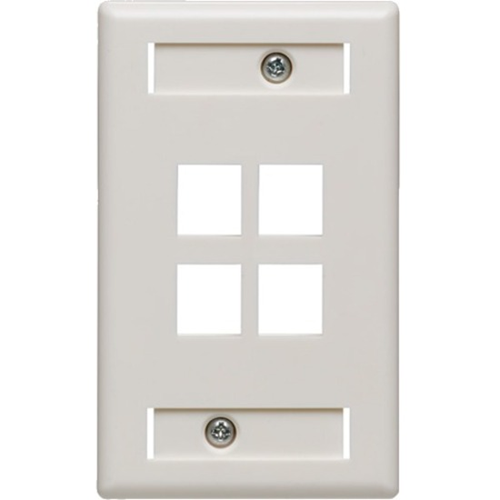 Leviton QuickPlate Tempo Single-Gang Wallplate with ID Windows, 4-Port, White