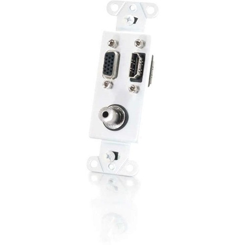 C2G HDMI, VGA and 3.5mm Audio Pass Through Wall Plate - White