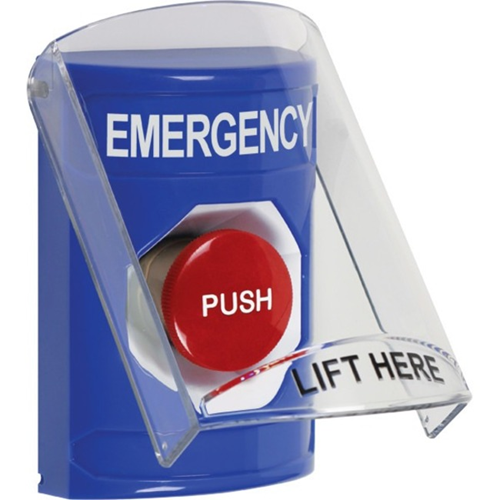 Safety Technology Stopper Station, Momentary, Cover Flush/Surface Mount, Emergency, Blue