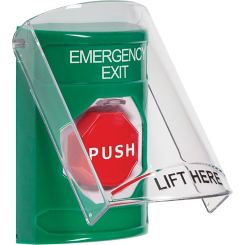 Safety Technology Stopper Station, Pneumatic Illuminated, Cover, Emergency Exit, Green