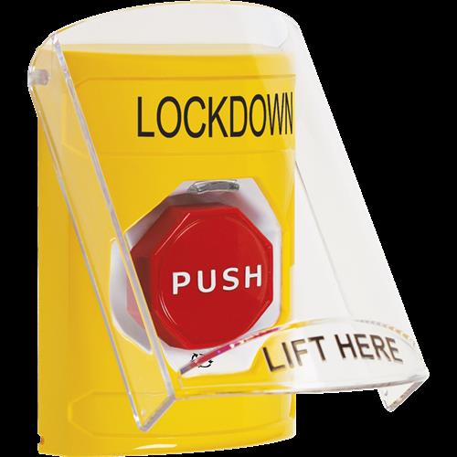 Safety Technology Stopper Station W/Shield, Yellow, Turn-To-Reset I