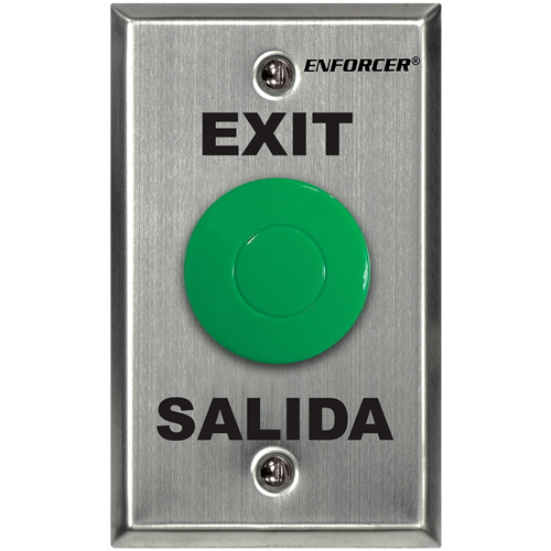 Enforcer Request-To-Exit Plate - Mushroom-Cap Pushbutton, Spanish