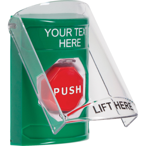 Safety Technology Stopper Station W/Shield, Green, Turn-To-Reset Il