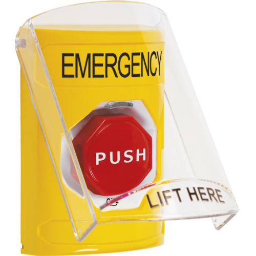 Safety Technology Stopper Station W/Shield, Yellow, Turn-To-Reset I