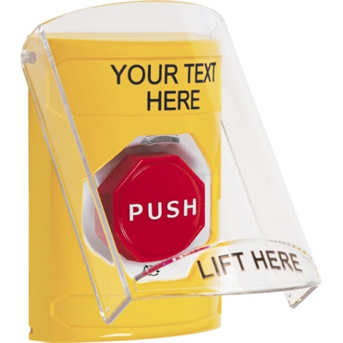 Safety Technology Stopper Station W/Shield, Yellow, Turn-To-Reset I