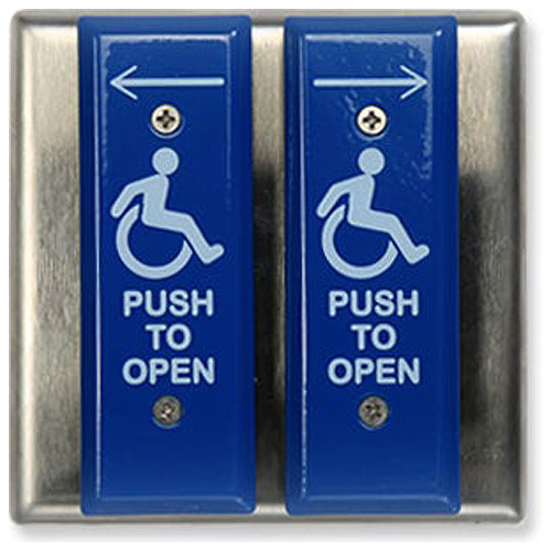 MS Sedco 59V-H 59V Series Vestibule Push Plate Switches, Blue Background with White Legend