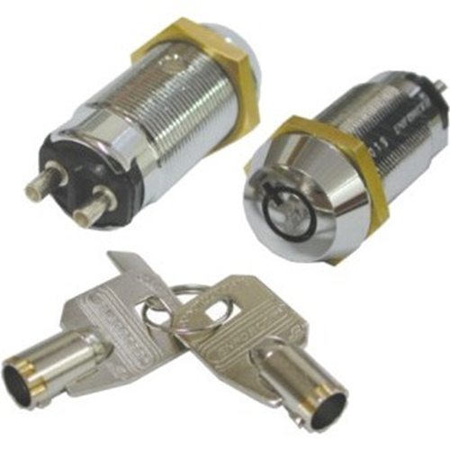 Seco-Larm Tubular Key Lock Switch, Momentary ON / Shunt OFF, 2 Terminals, SPST, #1309