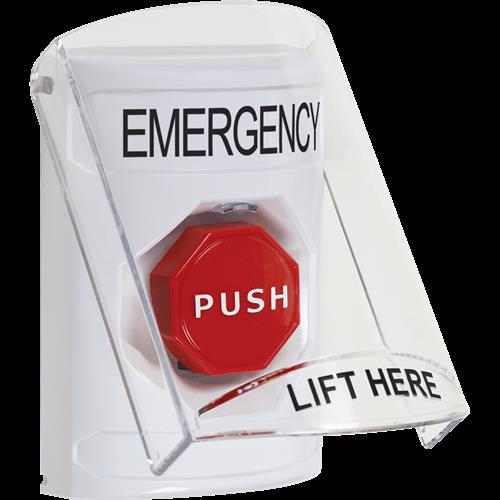 Safety Technology White Ss, 6517 Shield, Key To Reset, Emergency Lbl