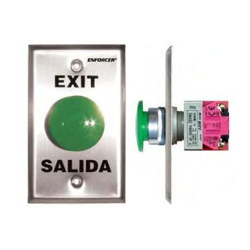 SECO-LARM SD-7201GFPE1Q Button Green Mushroom Cap Push To Exit Plate Dpdt