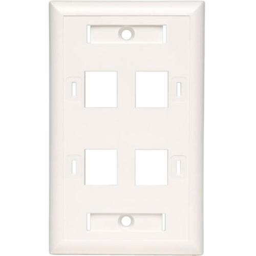 Tripp Lite Quad Outlet RJ45 Universal Keystone Face Plate / Wall Plate, White, 4-Port