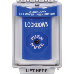 STI SS2430LD-EN Blue Indoor / Outdoor Flush Key-to-Reset Stopper Station with LOCKDOWN 