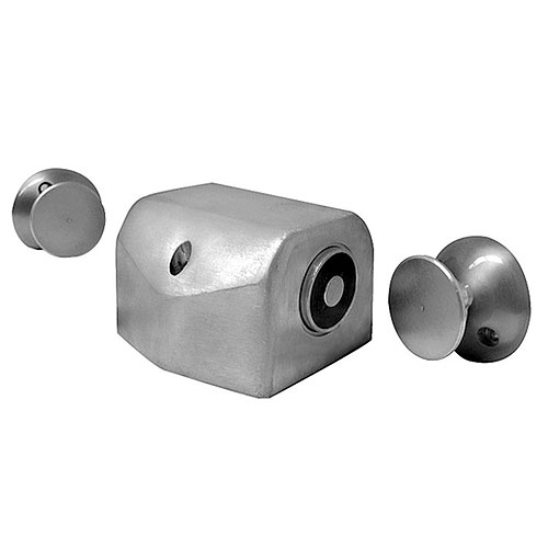 2800 Series Floor Mount Electromagnetic Door Holder for Double Door, Satin Aluminum