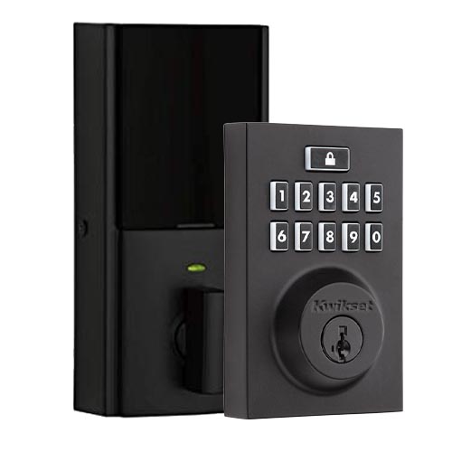 Kwikset 99140-028 914 SmartCode Contemporary Electronic Deadbolt with Z-Wave Technology, Iron Matte Black