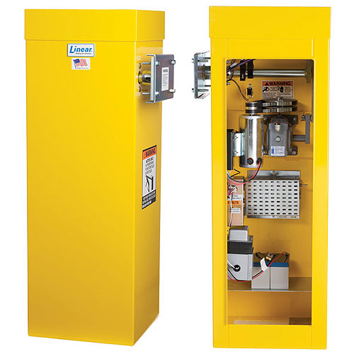 Linear BGU-D-14-211 BGU-D Series 1/2 HP Barrier Gate Operator with DC Battery Backup & 14 ft. Wood Arm, Yellow