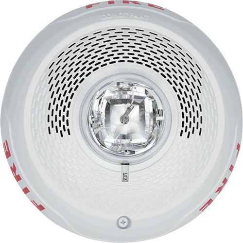 System Sensor SPSCWL L-Series, White, Ceiling-Mountable, Clear Lens Speaker Strobe Marked 