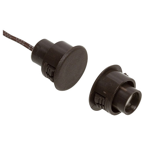 Nascom N1178CB/ST Recessed 3/4 in. Stubby Switch/Magnet Set for Steel/Wood Doors, Wire Leads, Brown