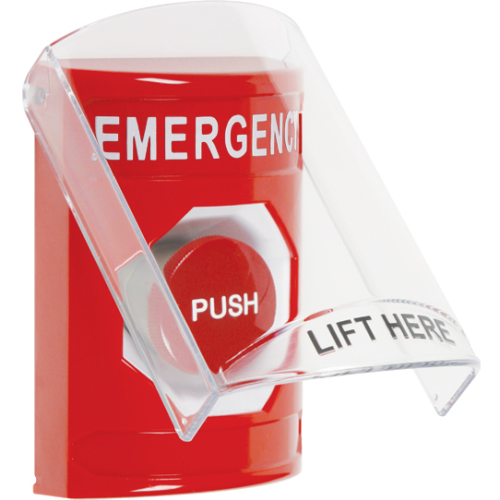 Safety Technology Red Stppr Sta, Sti-6517 Shield, Emergency Labeling