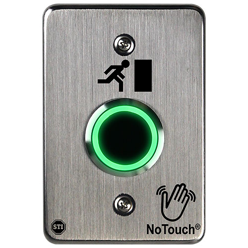 Safety Technology NT-SS100-EN NoTouch Stainless Steel IR Switch, US Single-Gang, Exit Door Symbol