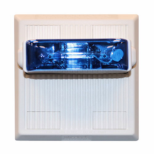 Eaton Wheelock MTWPB-2475W-NW MT Multitone Horn, Blue Lens, Wall, Weatherproof, 24V, 75CD, No Lettering, White