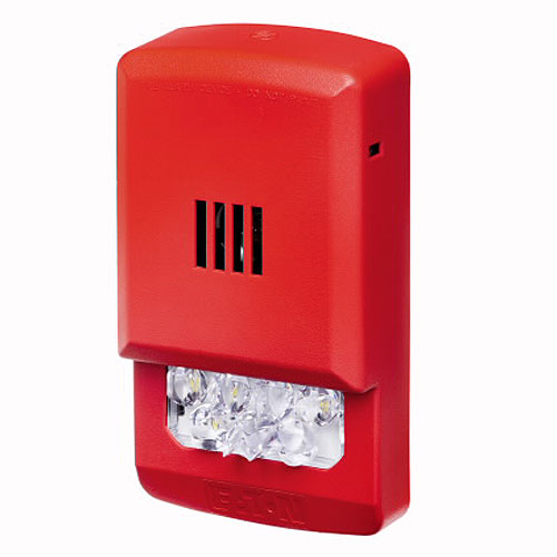 Eaton ELHSR-N Eluxa horn strobe, LED, Wall, red, No Lettering, clear lens, 15/30/75/110/135/185 cd, 24V, indoor