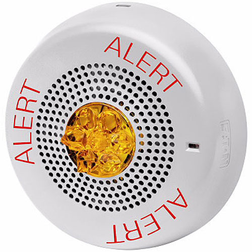 Eaton ELSPSTWC-ALA Eluxa LED High Fidelity Speaker Strobe, White, Ceiling, 24VDC, 15/30/75/110/150/177CD, ALERT, Amber Lens