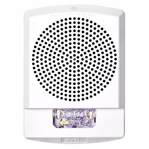 Eaton ELSPSTW-N Eluxa LED High Fidelity Speaker Strobe, White, Wall, 24VDC, 15/30/75/110/135/185CD, No Lettering