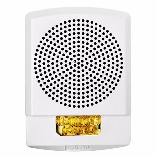 Eaton ELSPSTW-NA Eluxa LED High Fidelity Speaker Strobe, White, Wall, 24VDC, 15/30/75/110/135/185CD, No Lettering, Amber Lens