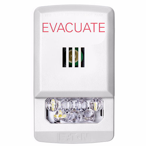 Eaton ELHSW-EV Eluxa LED Horn Strobe, White, Wall, 24V, 15/30/75/110/135/185CD,EVACUATE