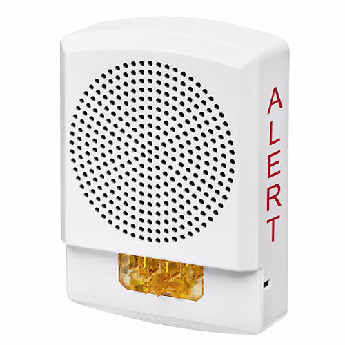 Eaton ELSPSTW-ALA Eluxa LED High Fidelity Speaker Strobe, White, Wall, 24VDC, 15/30/75/110/135/185CD, ALERT, Amber Lens