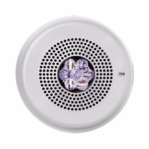 Eaton ELSPSTWC-N Eluxa LED High Fidelity Speaker Strobe, White, Ceiling, 24VDC, 15/30/75/110/150/177CD, No Lettering