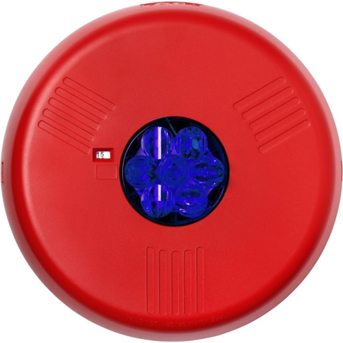 Eaton ELSTRC-NB Eluxa LED Strobe, Red, Ceiling, 24V, 5/12/30/40/50/65CD, No Lettering, Blue Lens