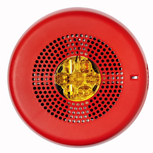 Eaton ELSPSTRC-NA Eluxa LED High Fidelity Speaker Strobe, Red, Ceiling, 24VDC, 15/30/75/110/150/177CD, No Lettering, Amber Lens