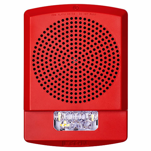 Eaton ELSPSTR-M Eluxa LED High Fidelity Speaker Strobe, Red, Wall, 24VDC, 15/30/75/110/135/185CD,EMERGENCY