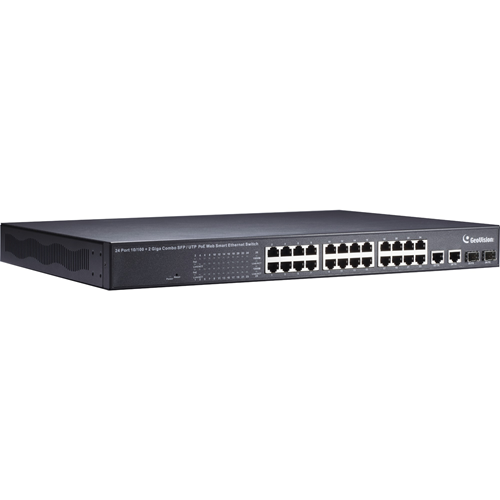 GeoVision 24-Port 802.3at Web Management PoE Switch