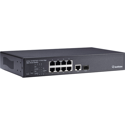 GeoVision 8-Port 802.3at Web Management PoE Switch