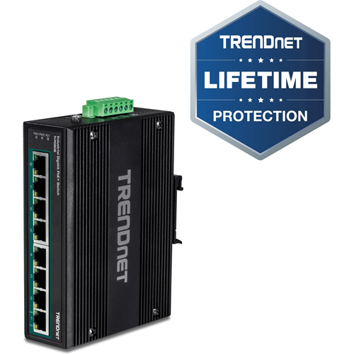 TRENDnet 8-Port Industrial Gigabit PoE+ DIN-Rail Switch (24 - 56V)