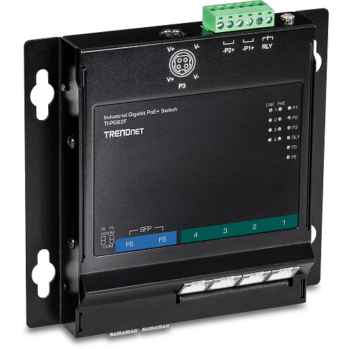 TRENDnet 6-Port Industrial Gigabit PoE+ Wall-Mounted Front Access Switch