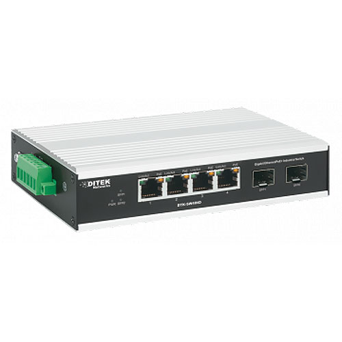 DITEK 4-Port Gigabit PoE+ Industrial Switch