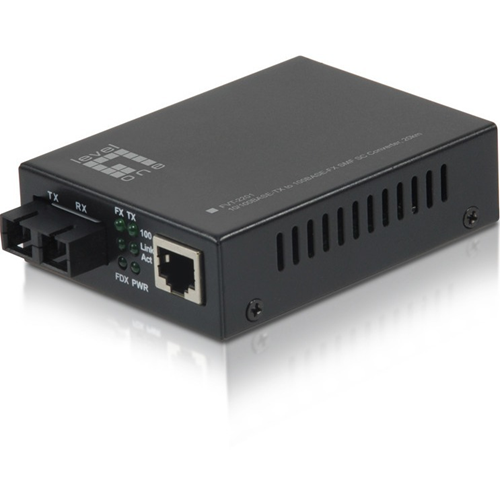 LevelOne FVT-2201 10/100BASE-TX to 100BASE-FX SMF SC Mini Media Converter, 20km