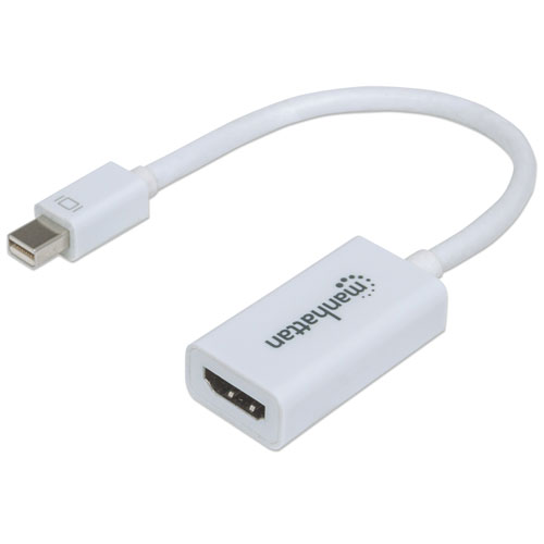 Manhattan Mini DisplayPort 1.2 to HDMI Adapter Cable, 1080p@60Hz, 17cm, Male to Female, White, Lifetime Warranty, Blister