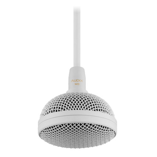 Audix M3W Tri-element Hanging Ceiling Microphone, Low Profile, Balanaced Ccircuit, RF immunity, White