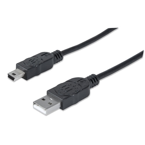 Manhattan Hi-Speed USB 2.0 A Male to Mini-B Male Device Cable, 6', Black