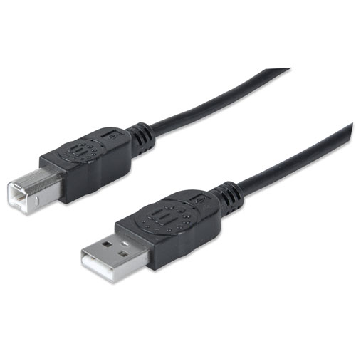 Manhattan Hi-Speed USB 2.0 A Male to B Male Device Cable, 10', Black