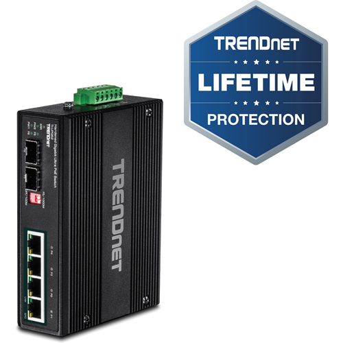 TRENDnet 6-Port Hardened Industrial Gigabit Ultra PoE DIN-Rail Switch