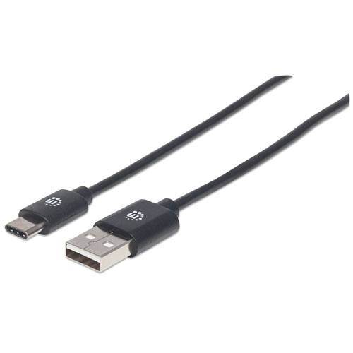 Manhattan USB-C to USB-A Cable, 2m, Male to Male, Black, 480 Mbps (USB 2.0), Equivalent to Startech USB2AC2M, Hi-Speed USB, Lifetime Warranty, Polybag